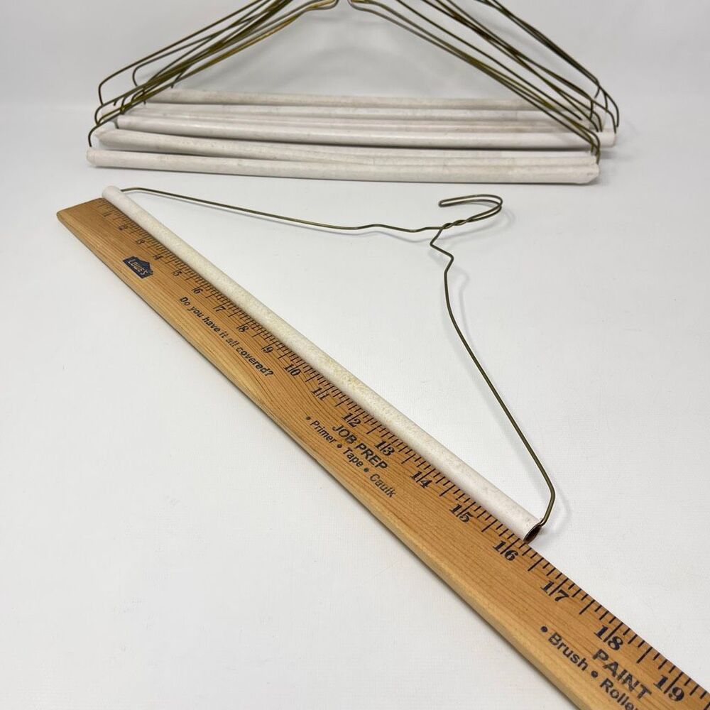 12 Vintage Wire Metal Clothes Clothing Hangers Dresses Shirts MCM Cardboard Rod - Picture 10 of 10
